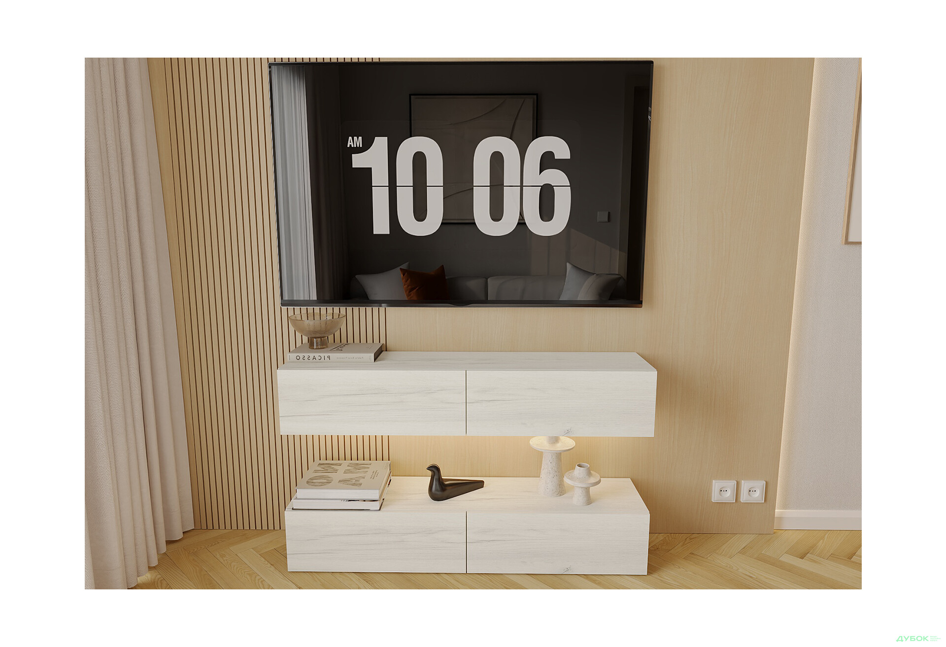 Изображение 1 - Гостиная Viant ВТ-10 с подвесными полками 140 см, дуб крафт белый