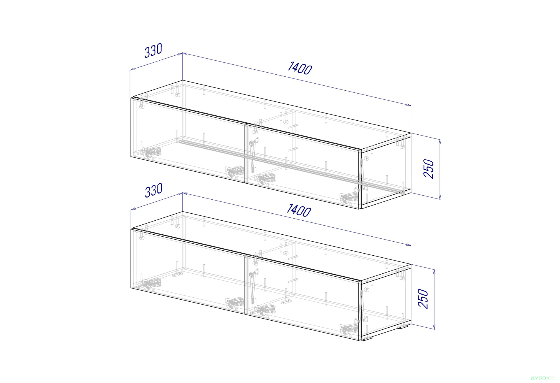 Зображення 4 - Вітальня Viant ВТ-10 з навісними полицями 140 см, рістретто