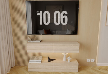 Гостиная Viant ВТ-10 с подвесными полками 140 см, дуб сонома