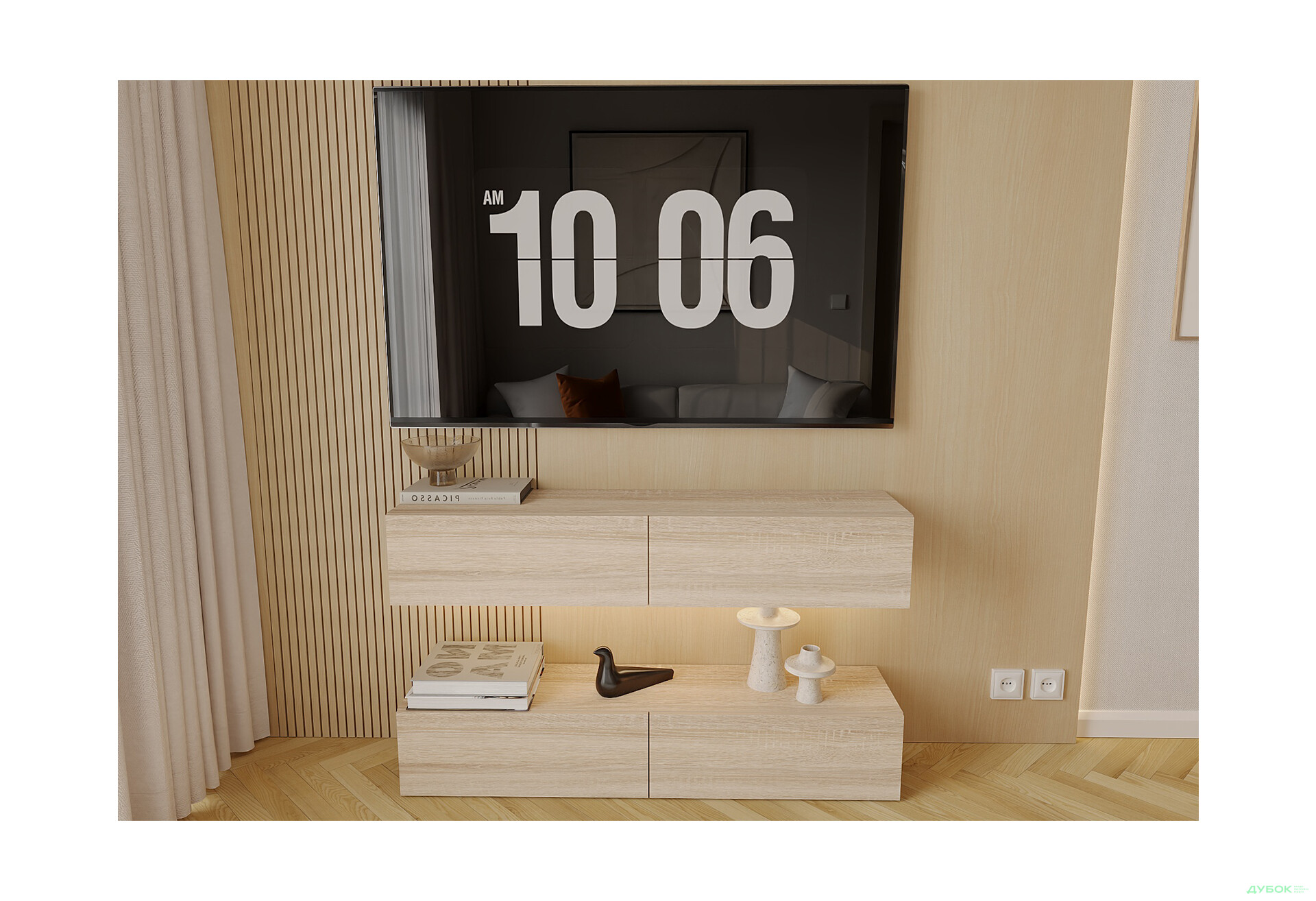 Изображение 1 - Гостиная Viant ВТ-10 с подвесными полками 140 см, дуб сонома