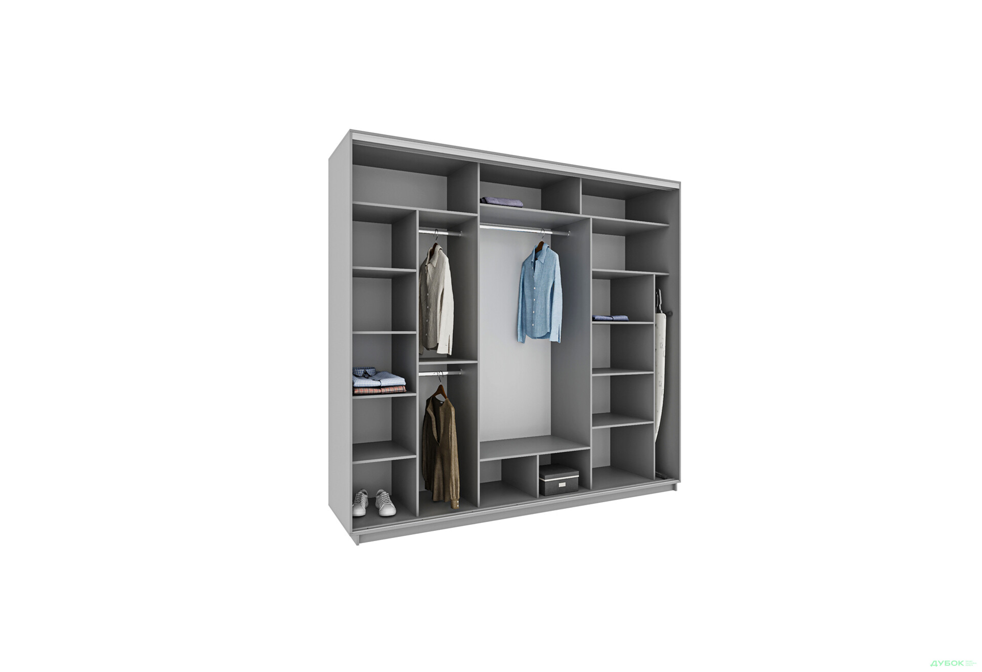 Зображення 2 - Шафа-купе Garant Практик №135 3-дверна з дзеркалом 260 см дуб крафт сірий