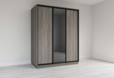 Шафа-купе Garant Практик №135 3-дверна з дзеркалом 260 см дуб крафт сірий