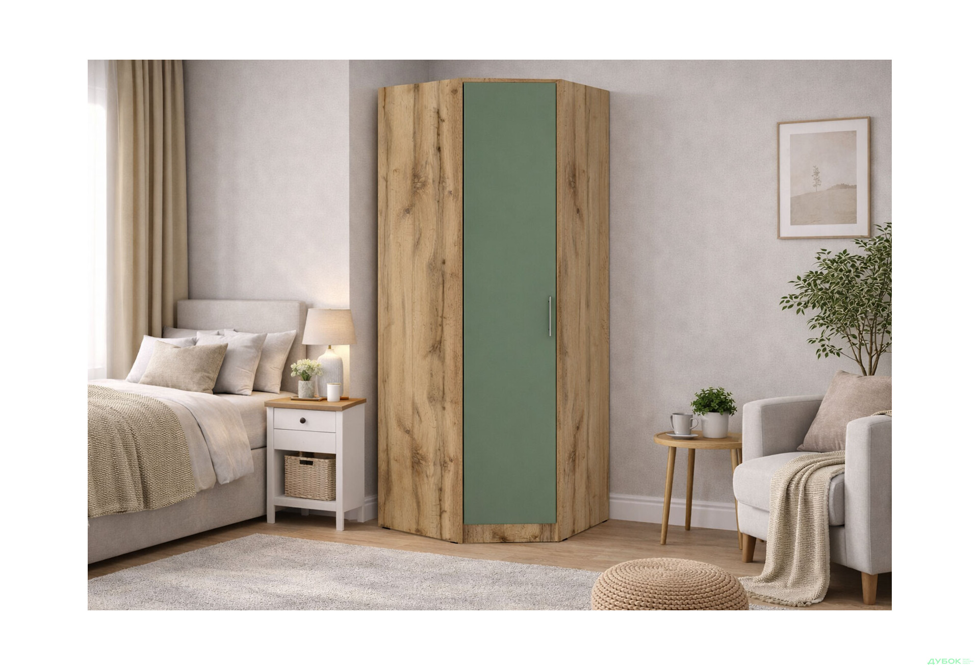 Зображення 2 - Шафа Київський стандарт МВ-4 кутова 1-дверна 75x45x220 см