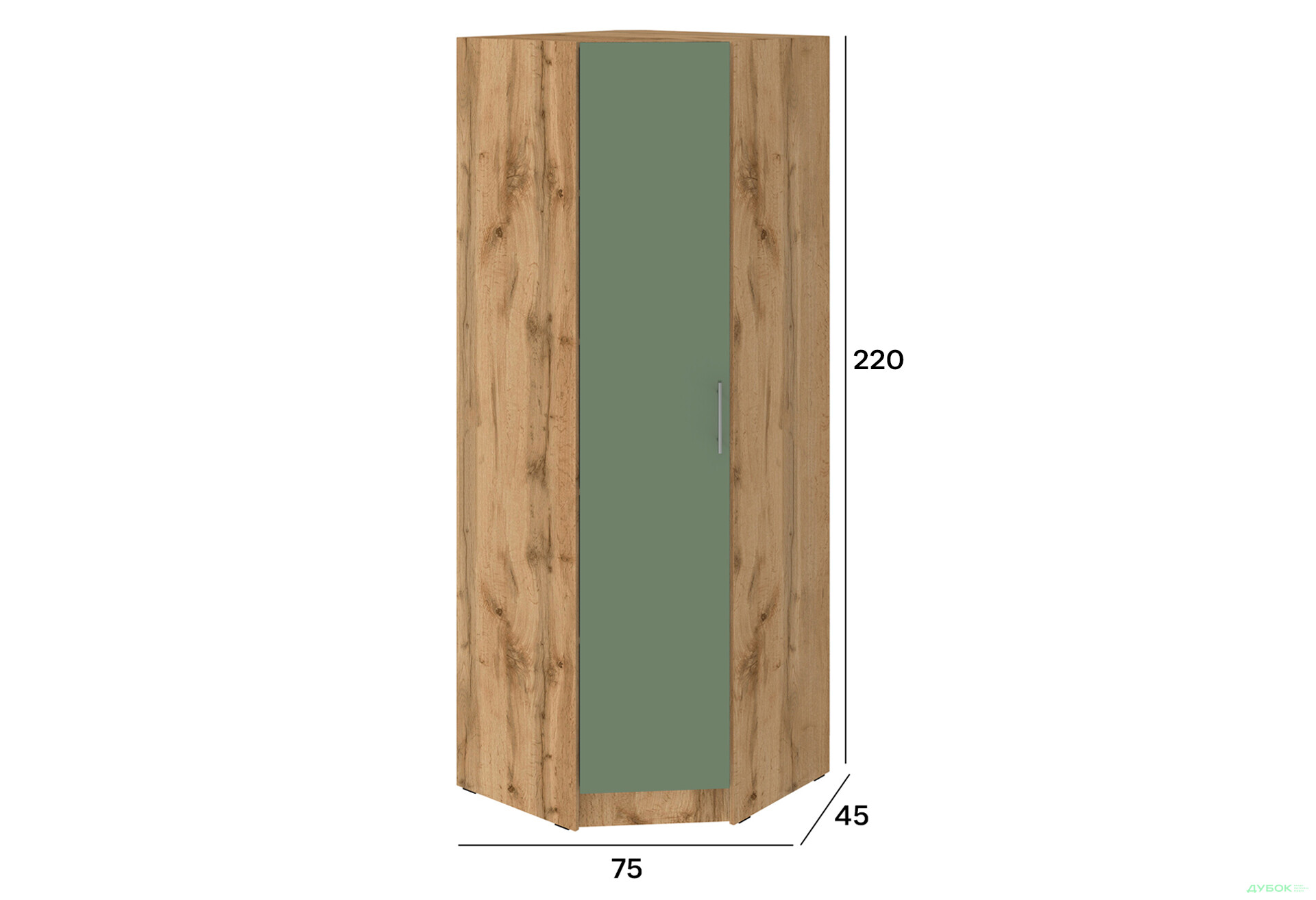Зображення 8 - Шафа Київський стандарт МВ-4 кутова 1-дверна 75x45x220 см
