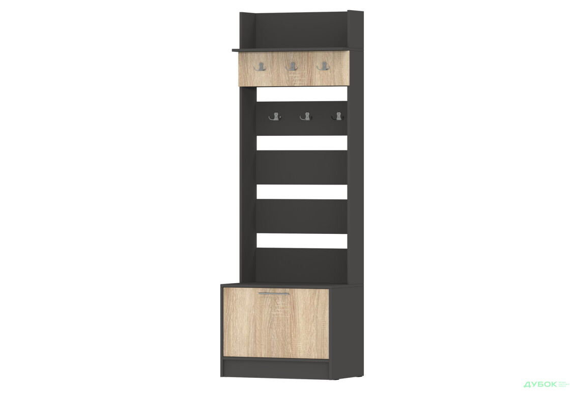 Вешалка для одежды Киевский стандарт МВ-11 с обувной тумбой 70x45x220 см