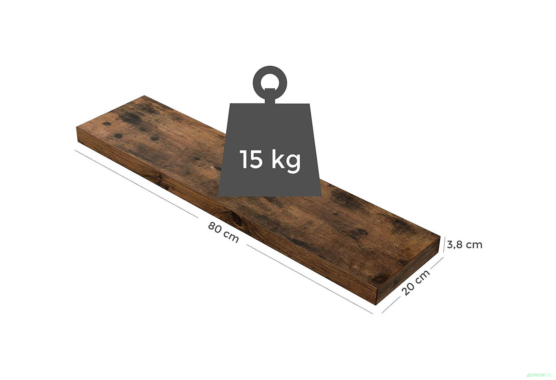Изображение 6 - Полка 80 см LWS28BX дуб рустикальный коричневый Креденс Фениче