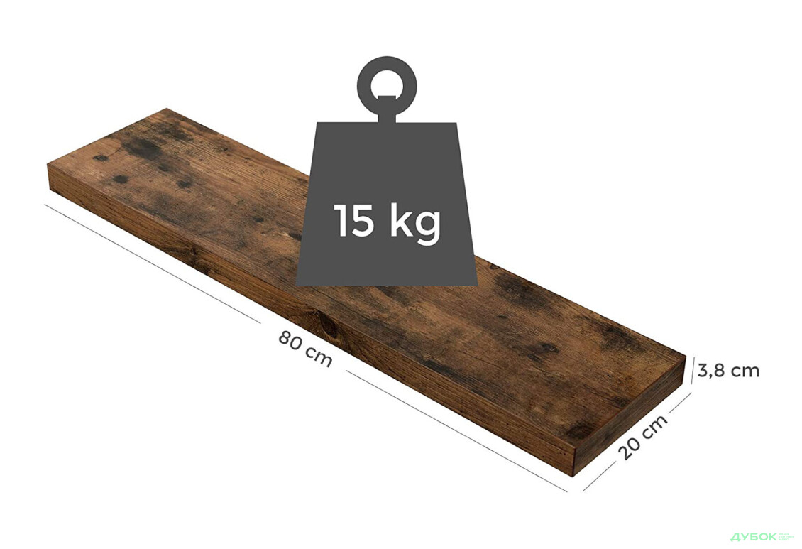 Изображение 6 - Полка 80 см LWS28BX дуб рустикальный коричневый Креденс Фениче