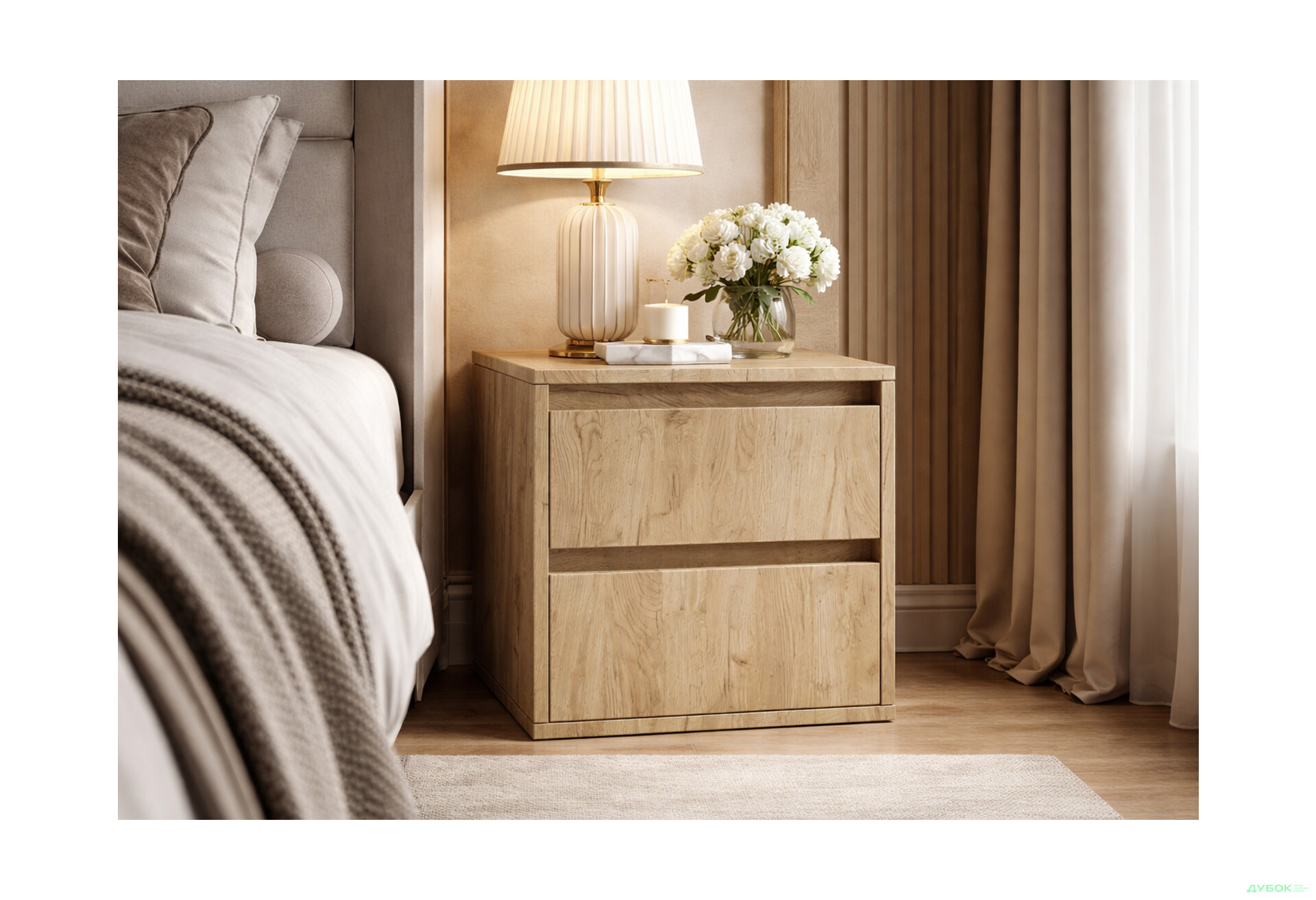 Зображення 2 - Приліжкова тумба Ідея / Idea з 2 шухлядами дуб крафт золотий Garant