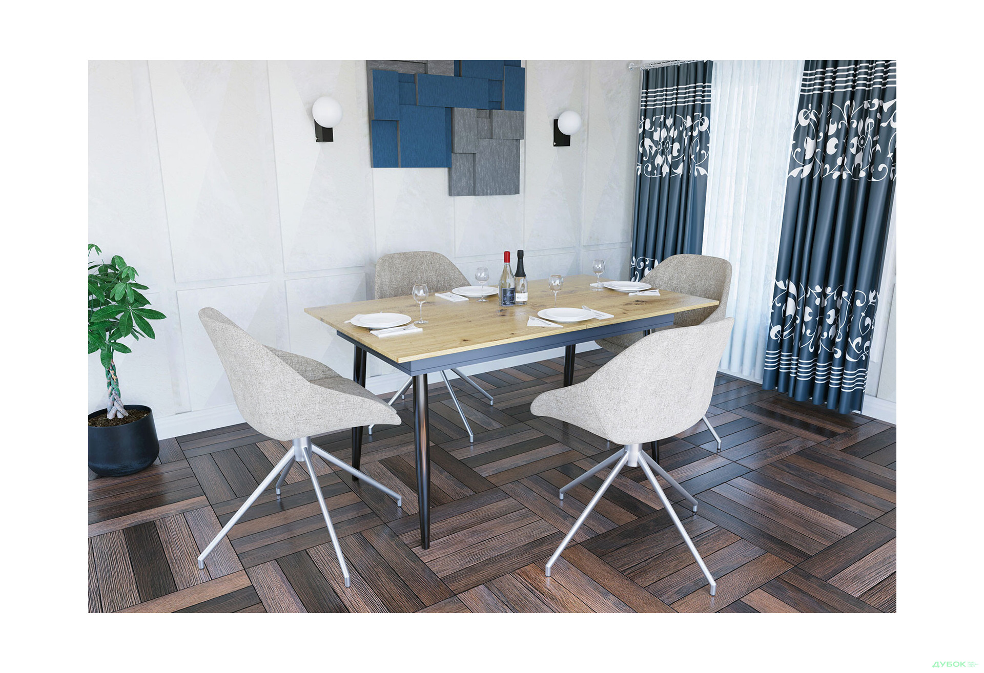 Изображение 2 - Стол обеденный Сити раскладной 150х85 дуб артизан / антрацит Garant