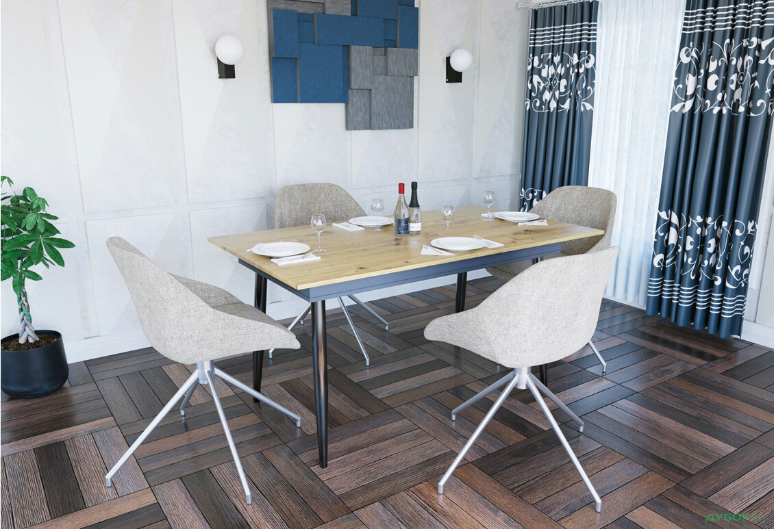 Изображение 2 - Стол обеденный Сити раскладной 150х85 дуб артизан / антрацит Garant