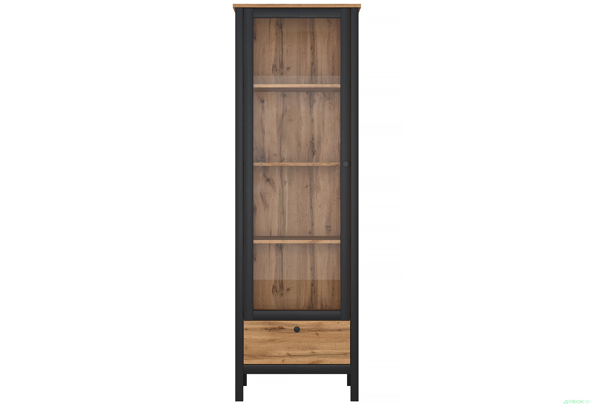 Изображение 1 - Витрина Kredens furniture Loft / Лофт 1w1s однодверная 61 см, дуб вотан / черный
