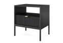 Зображення 1 - Тумба приліжкова Kredens furniture Nova / Нова S54 з полицею та шухлядою 54 см, чорні ніжки / золоті ручки, чорна