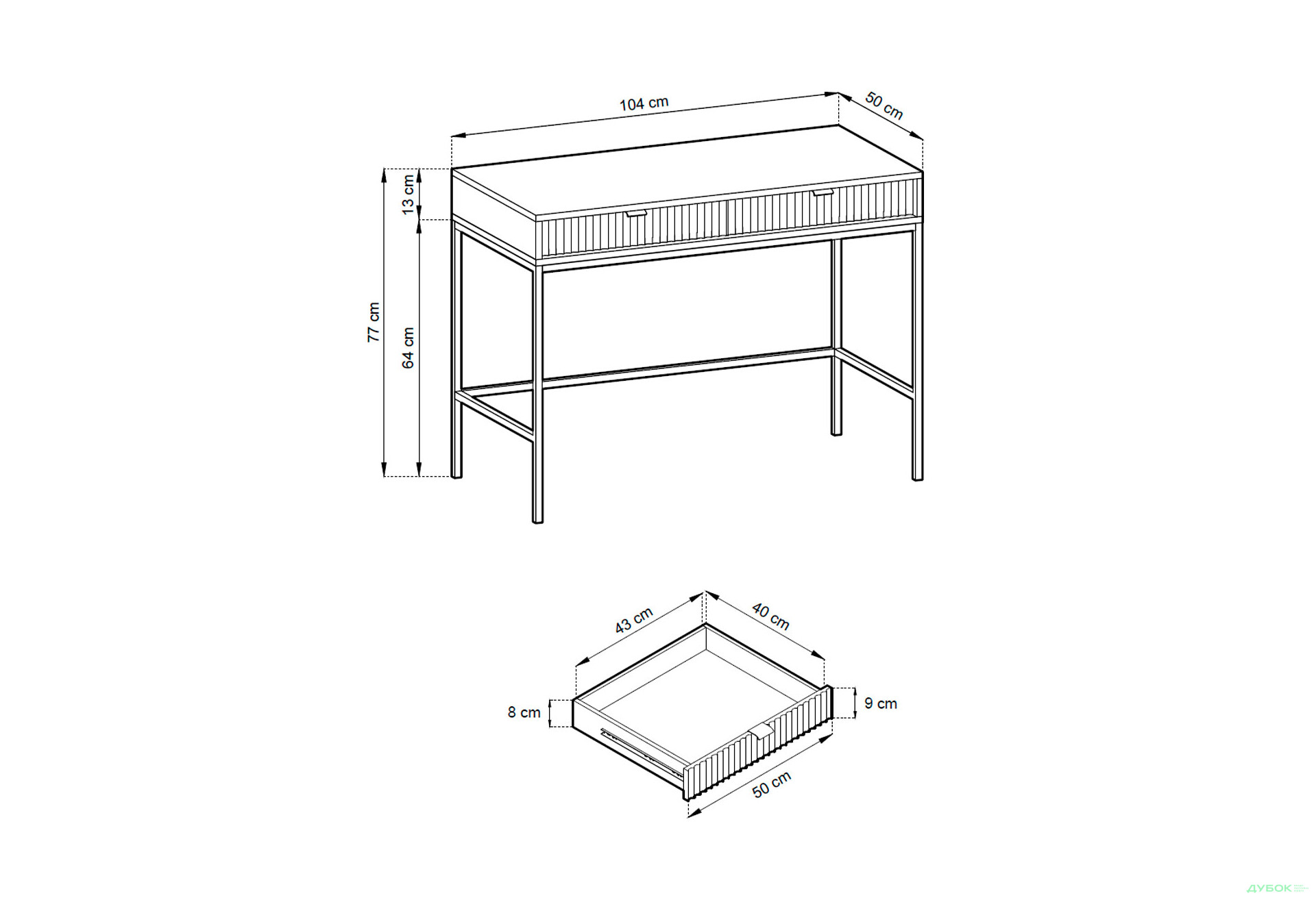 Изображение 3 - Туалетный столик Kredens furniture Nova / Новая T104 с ящиками 104 см, золото / серый