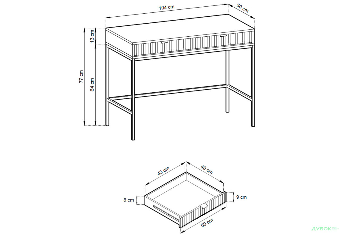 Изображение 3 - Туалетный столик Kredens furniture Nova / Новая T104 с ящиками 104 см, золото / серый