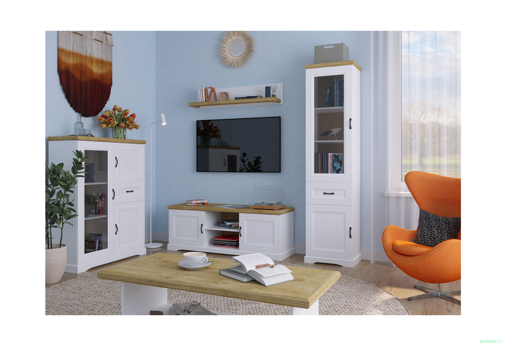 Изображение 2 - Тумба под ТВ Kredens furniture Riva / Рива 2d с дверцей и полками 149,6 см, белый / дуб харбор