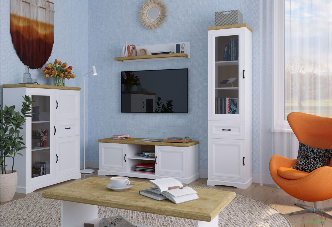 Изображение 2 - Тумба под ТВ Kredens furniture Riva / Рива 2d с дверцей и полками 149,6 см, белый / дуб харбор