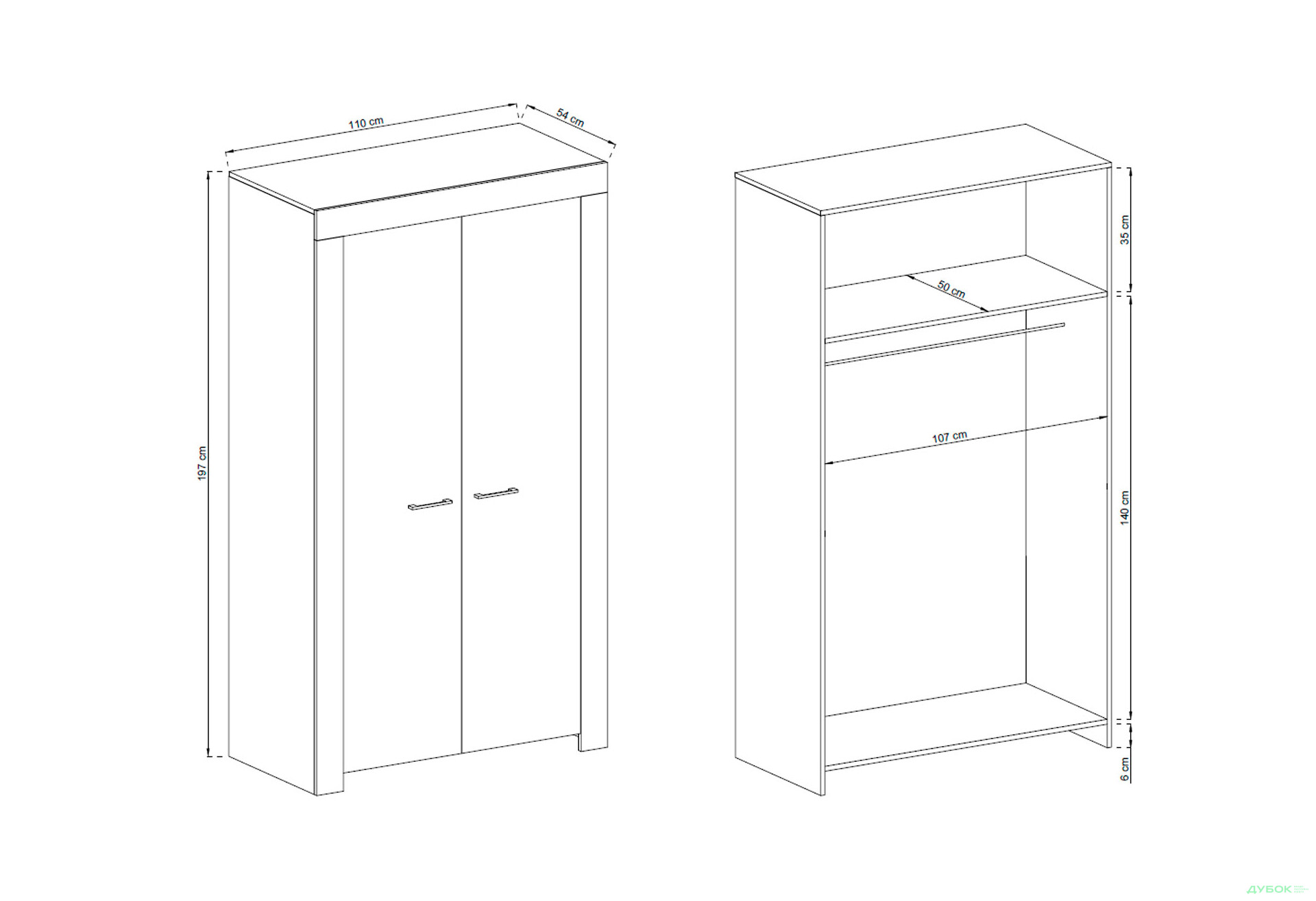 Изображение 4 - Шкаф Kredens furniture Sky / Скай SSZ110 двухдверный 110 см, дуб ривьера