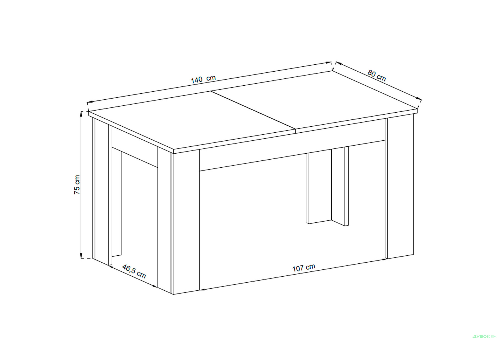 Зображення 3 - Стіл столовий Kredens furniture Sky / Скай L140 розкладний 140 / 180 см, дуб рів'єра