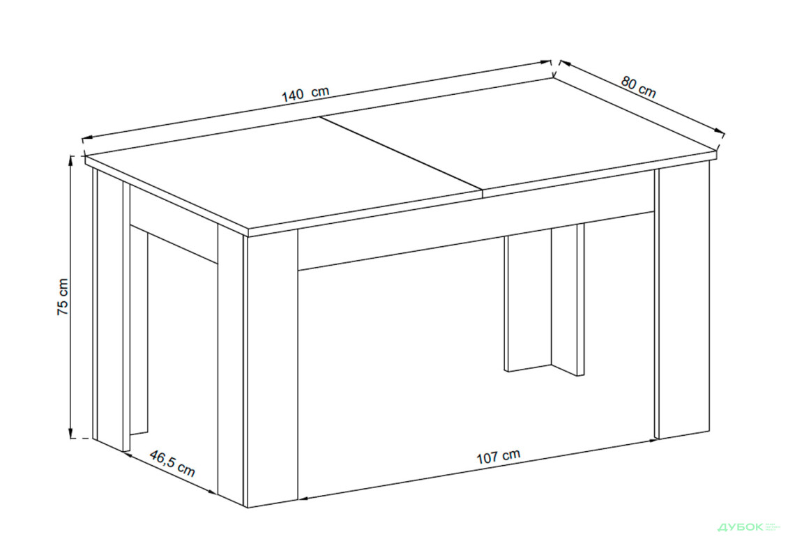 Зображення 3 - Стіл столовий Kredens furniture Sky / Скай L140 розкладний 140 / 180 см, дуб рів'єра