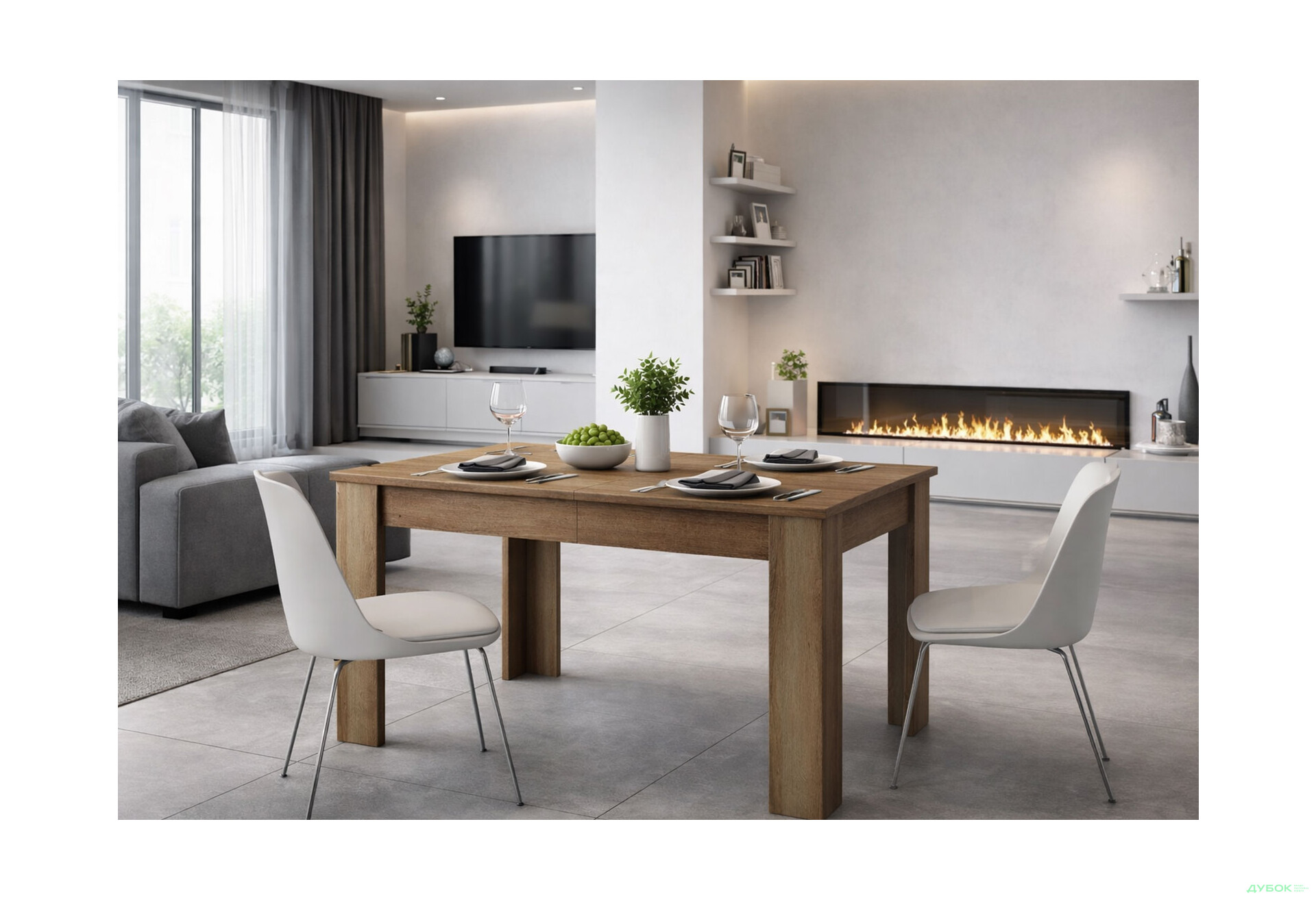 Зображення 2 - Стіл столовий Kredens furniture Sky / Скай L140 розкладний 140 / 180 см, дуб рів'єра