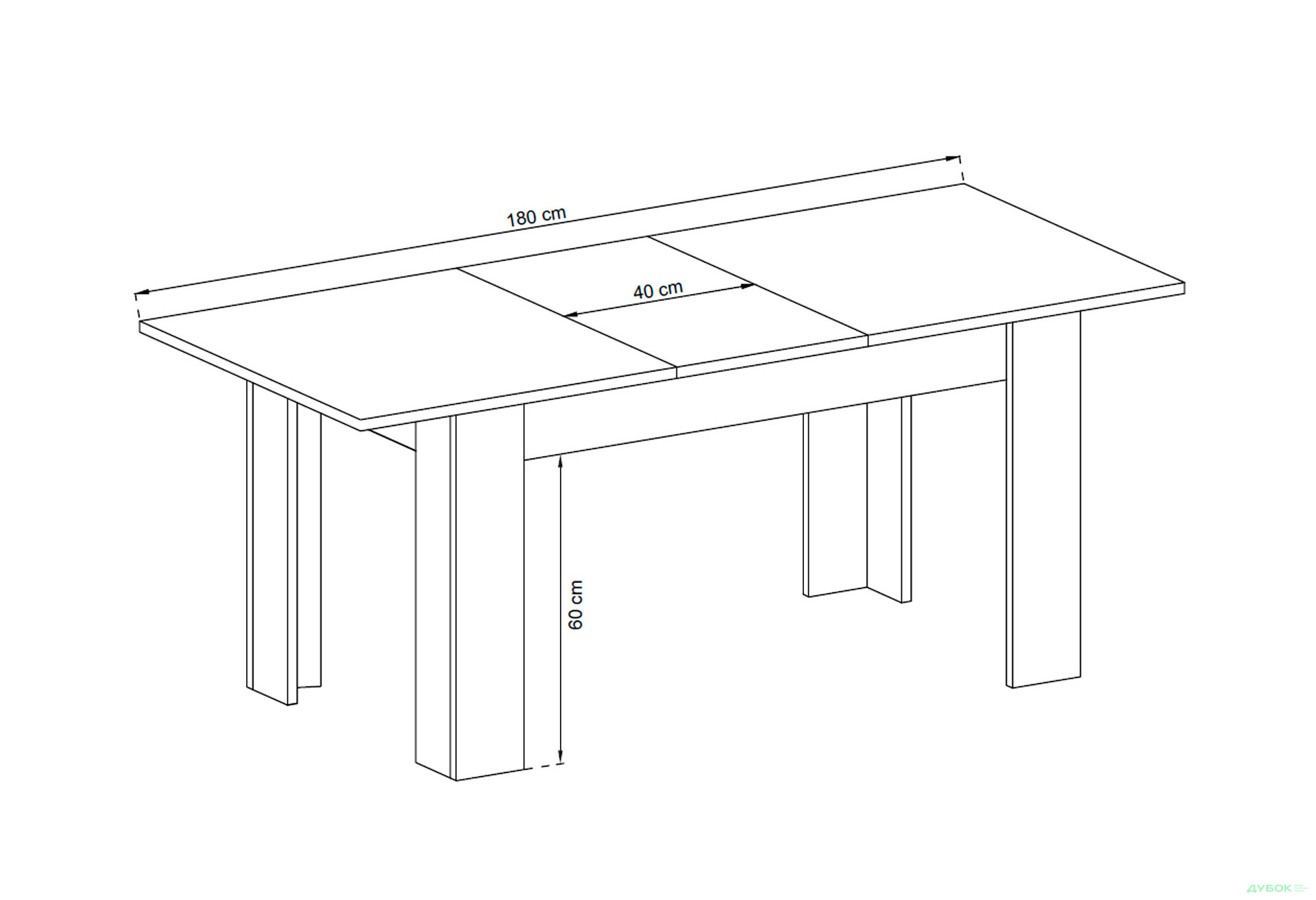 Зображення 4 - Стіл столовий Kredens furniture Sky / Скай L140 розкладний 140 / 180 см, дуб рів'єра