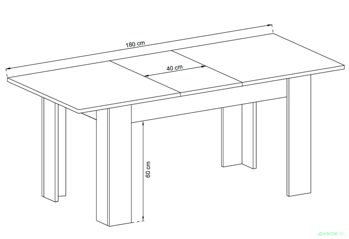 Зображення 4 - Стіл столовий Kredens furniture Sky / Скай L140 розкладний 140 / 180 см, дуб рів'єра