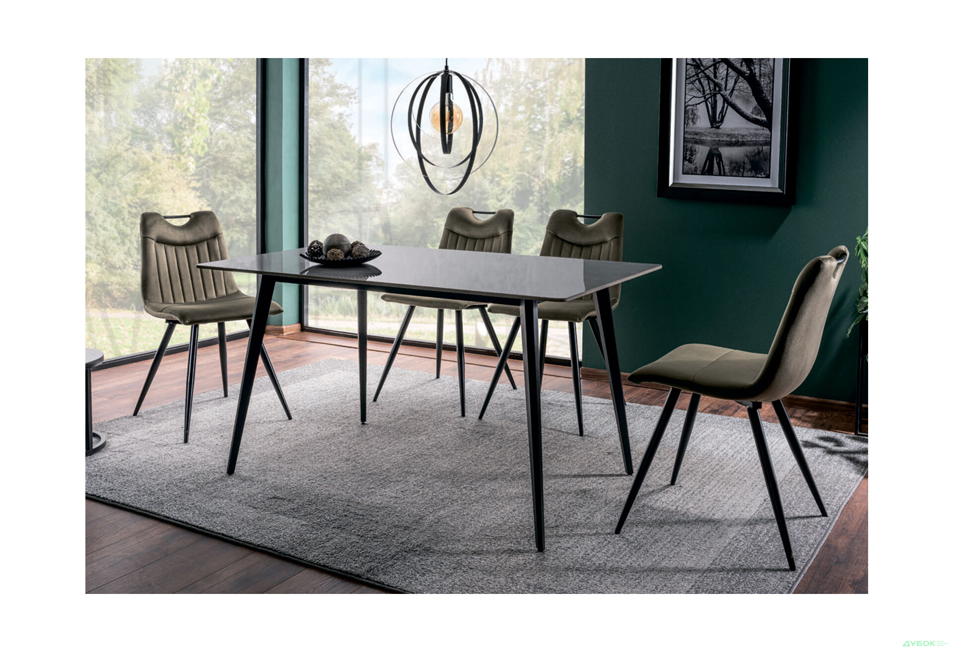 Изображение 2 - Стол столовый Креденс Фениче Ivy / Иви нераскладной 140 см, мраморный эффект, серый / черный мат