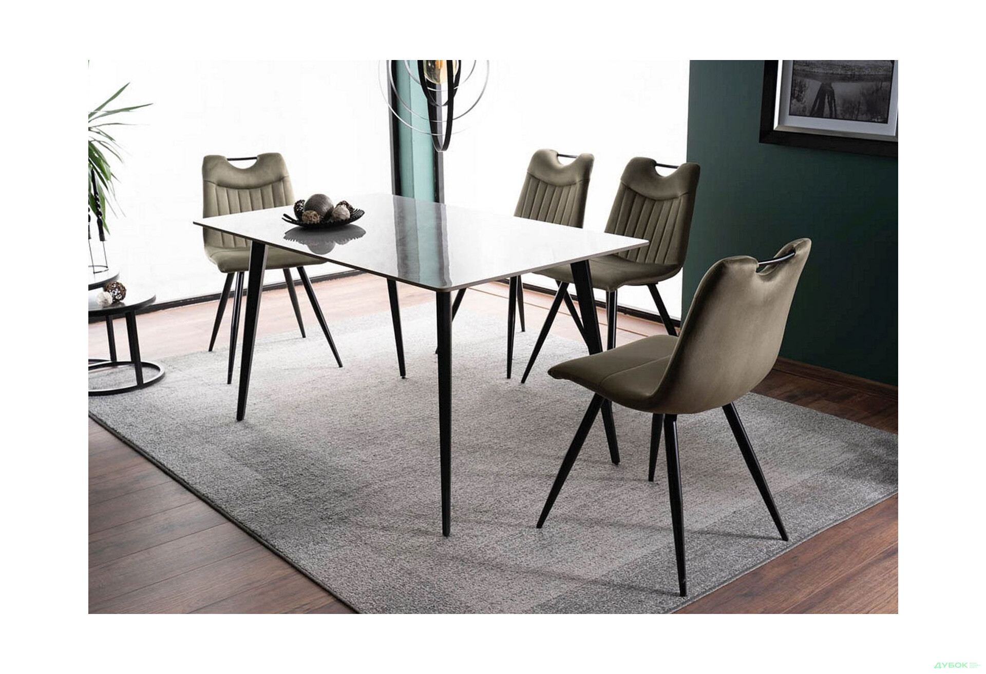 Изображение 3 - Стол столовый Креденс Фениче Ivy / Иви нераскладной 140 см, мраморный эффект, серый / черный мат