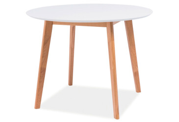 Стіл Kredens furniture Mosso ІІ / Моссо ІІ круглий нерозкладний 100 см, білий / дуб