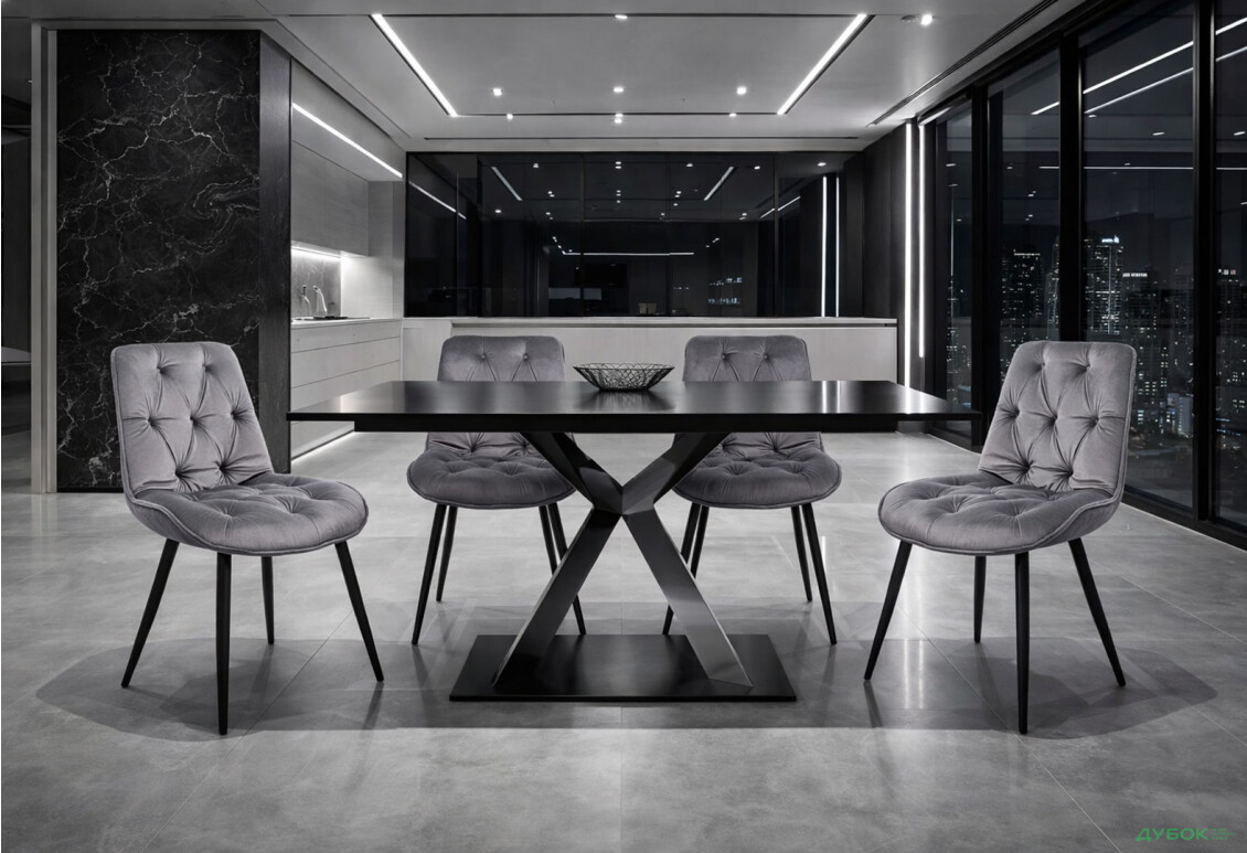 Изображение 2 - Стул Cherry II Velvet / Черри II Вельвет матовый черный металл / Bluvel 19 серый Креденс Фениче