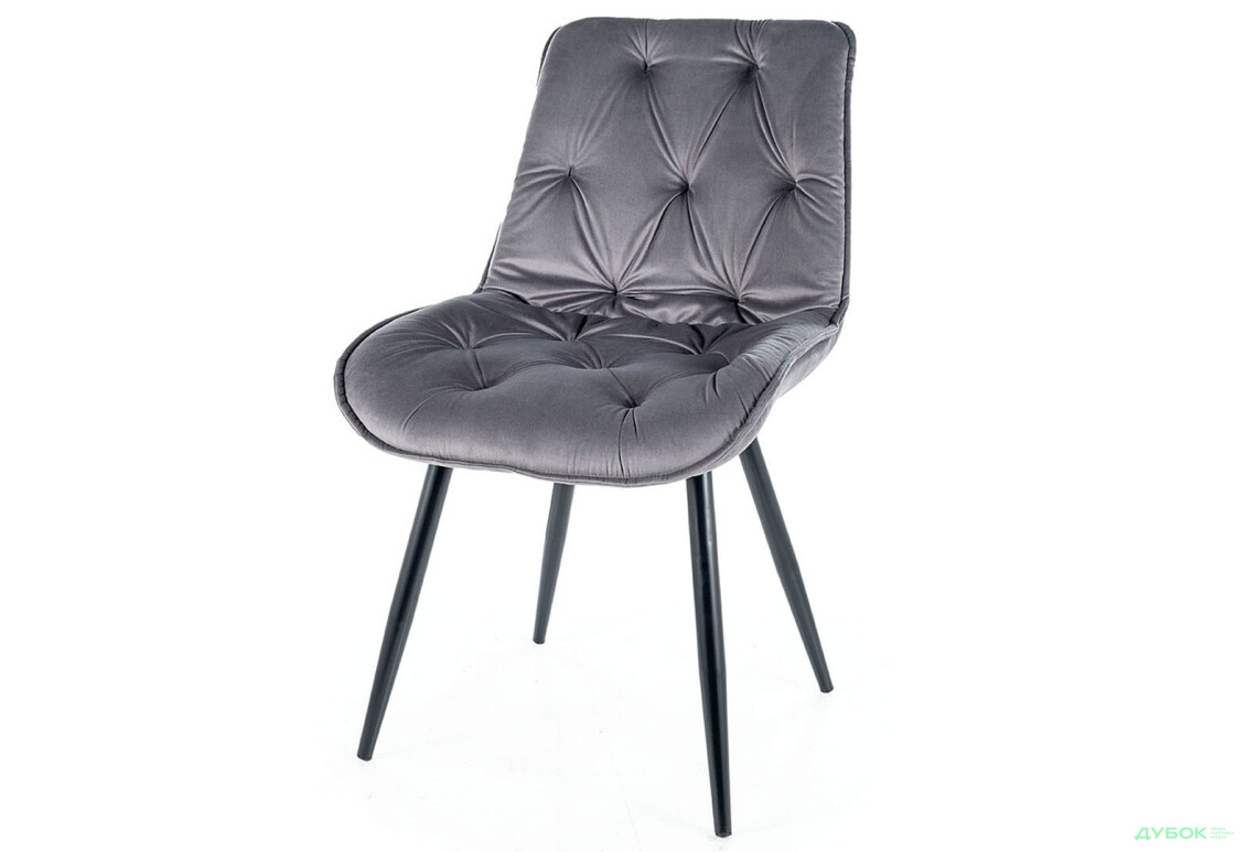 Стул Cherry II Velvet / Черри II Вельвет матовый черный металл / Bluvel 19 серый Креденс Фениче
