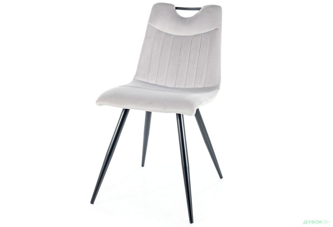 Стул Orfe Velvet / Офре Вельвет черный матовый металл / Bluvel 03 светло-серый Креденс Фениче