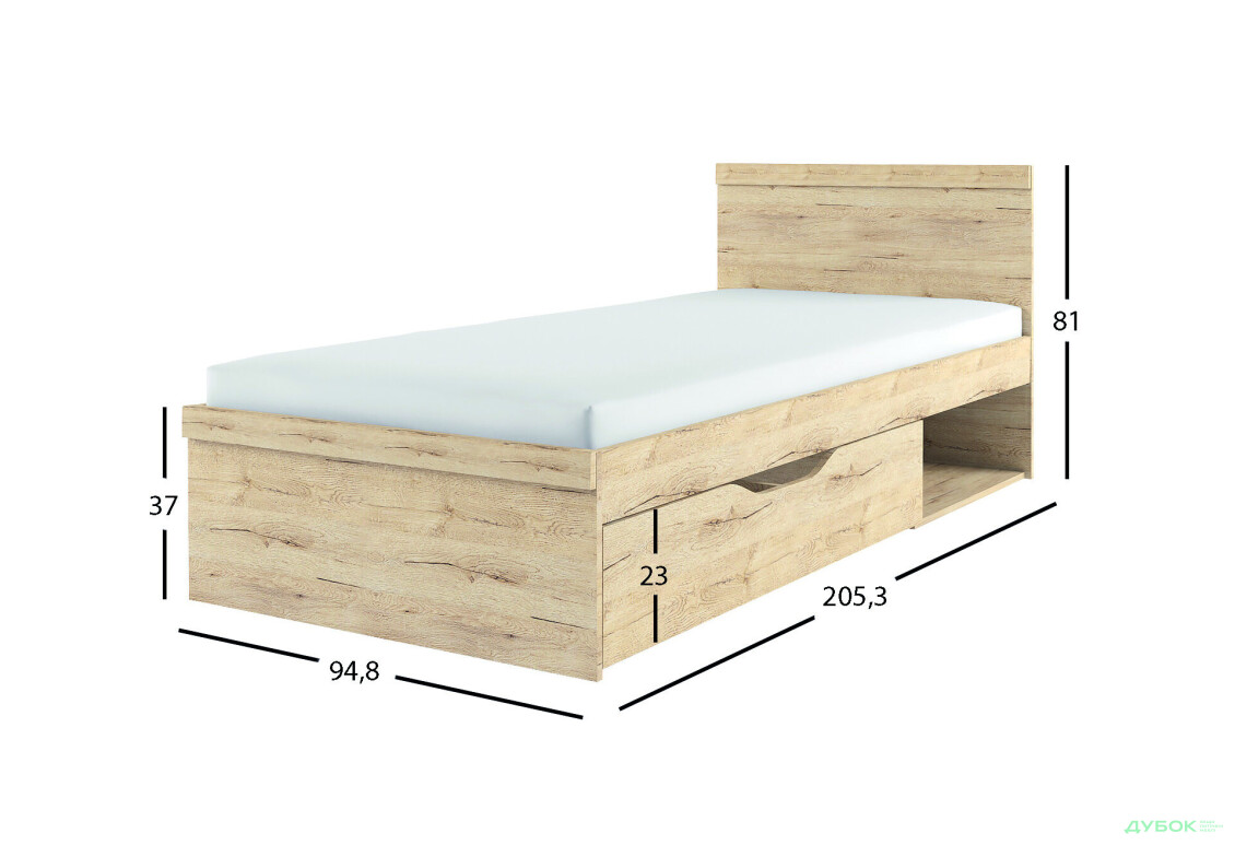 Зображення 3 - Ліжко Oskar / Оскар 90x200 см із вкладом дуб сан ремо Kredens furniture