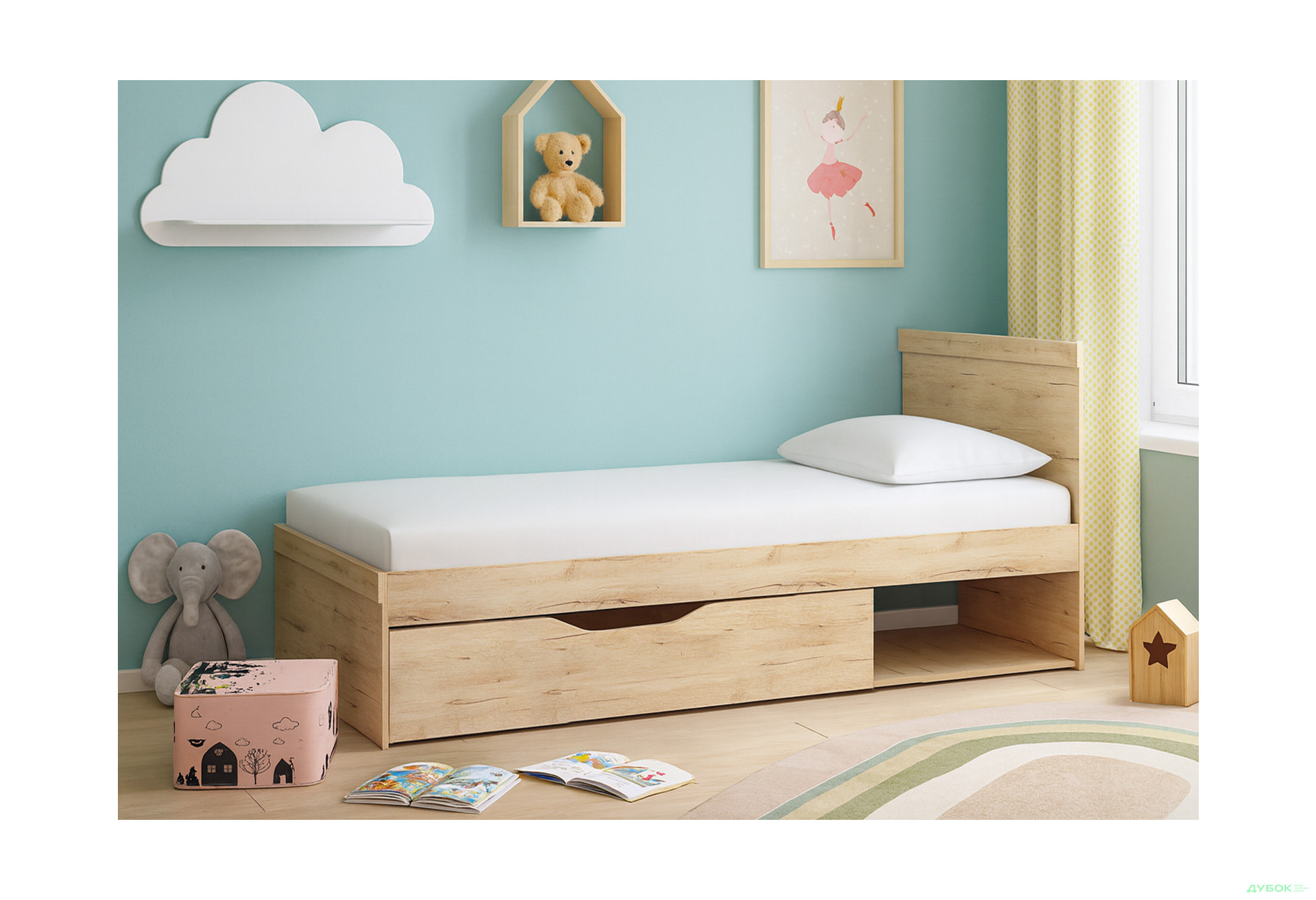 Зображення 2 - Ліжко Oskar / Оскар 90x200 см із вкладом дуб сан ремо Kredens furniture