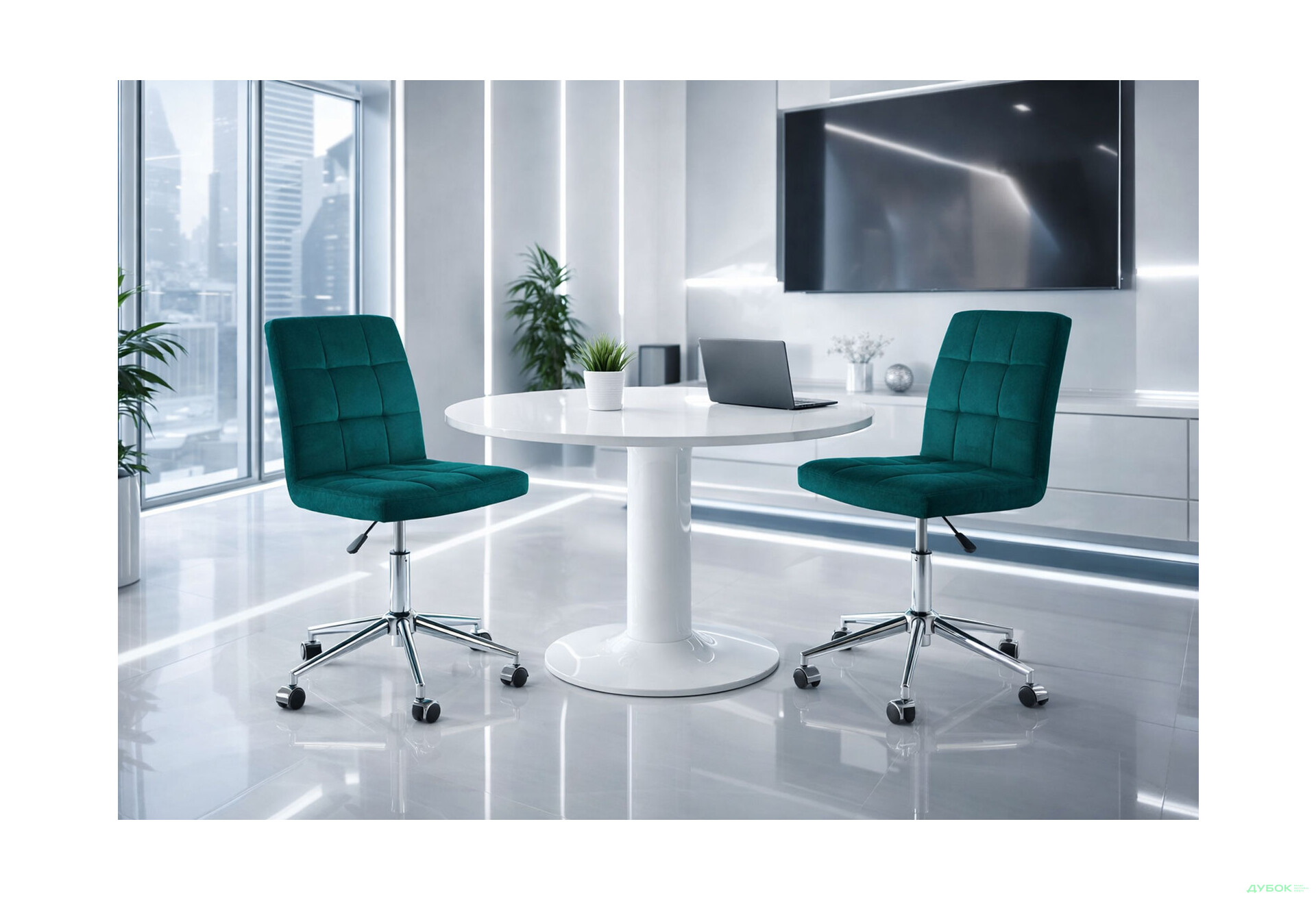 Зображення 2 - Крісло Q-020 поворотне, оксамит зелений Bluvel 78 Kredens furniture