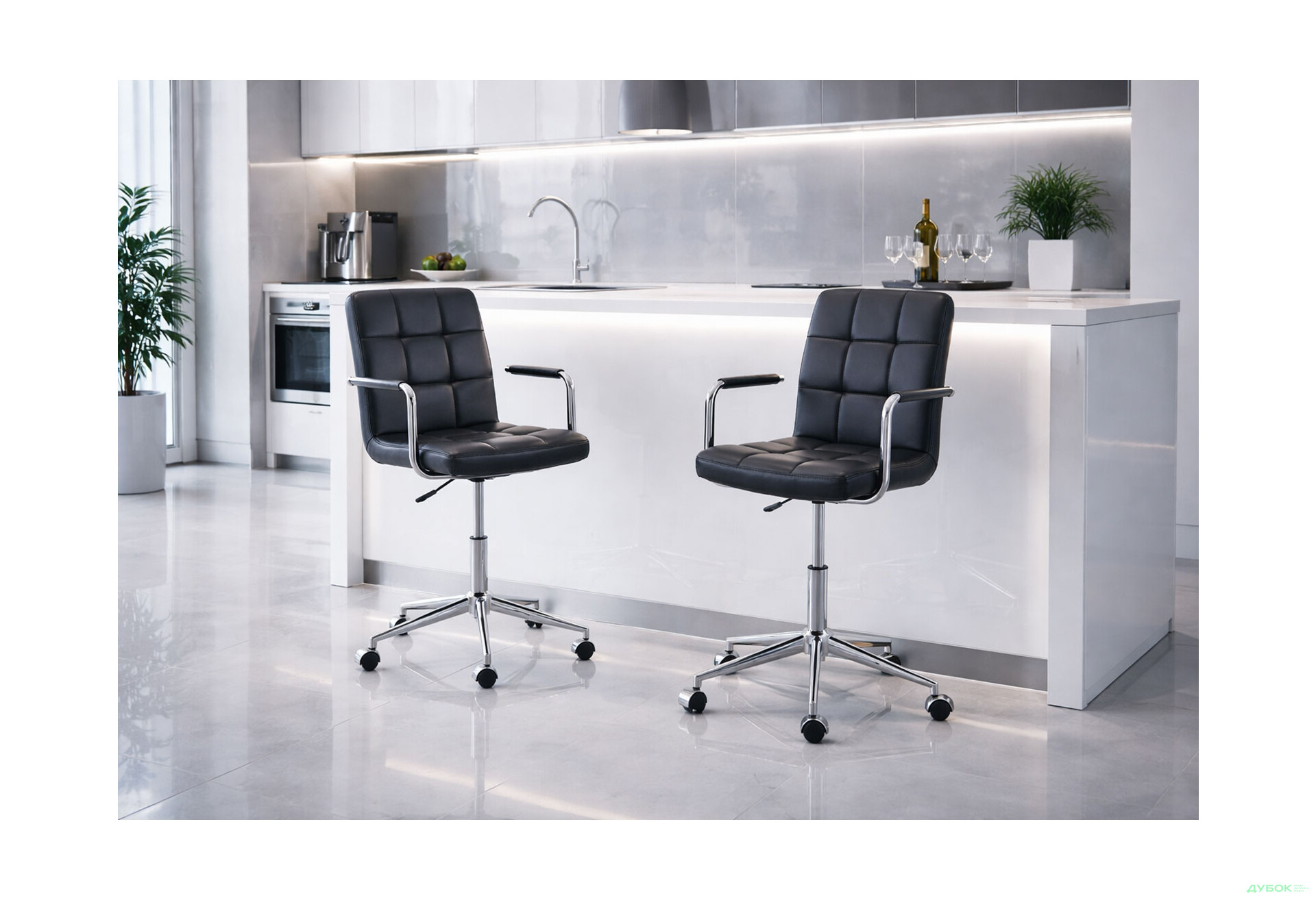 Зображення 2 - Крісло Q-022 поворотне, екошкіра чорна Kredens furniture