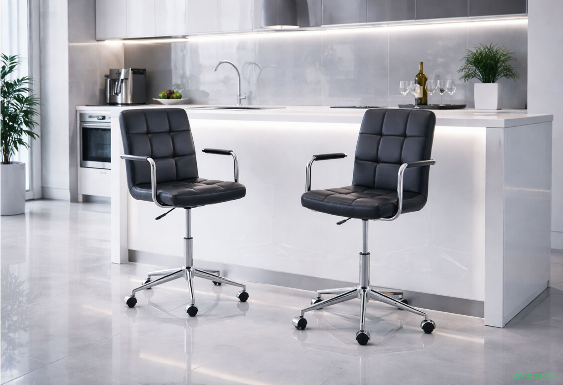 Зображення 2 - Крісло Q-022 поворотне, екошкіра чорна Kredens furniture