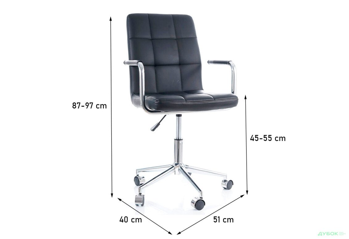 Зображення 12 - Крісло Q-022 поворотне, екошкіра чорна Kredens furniture