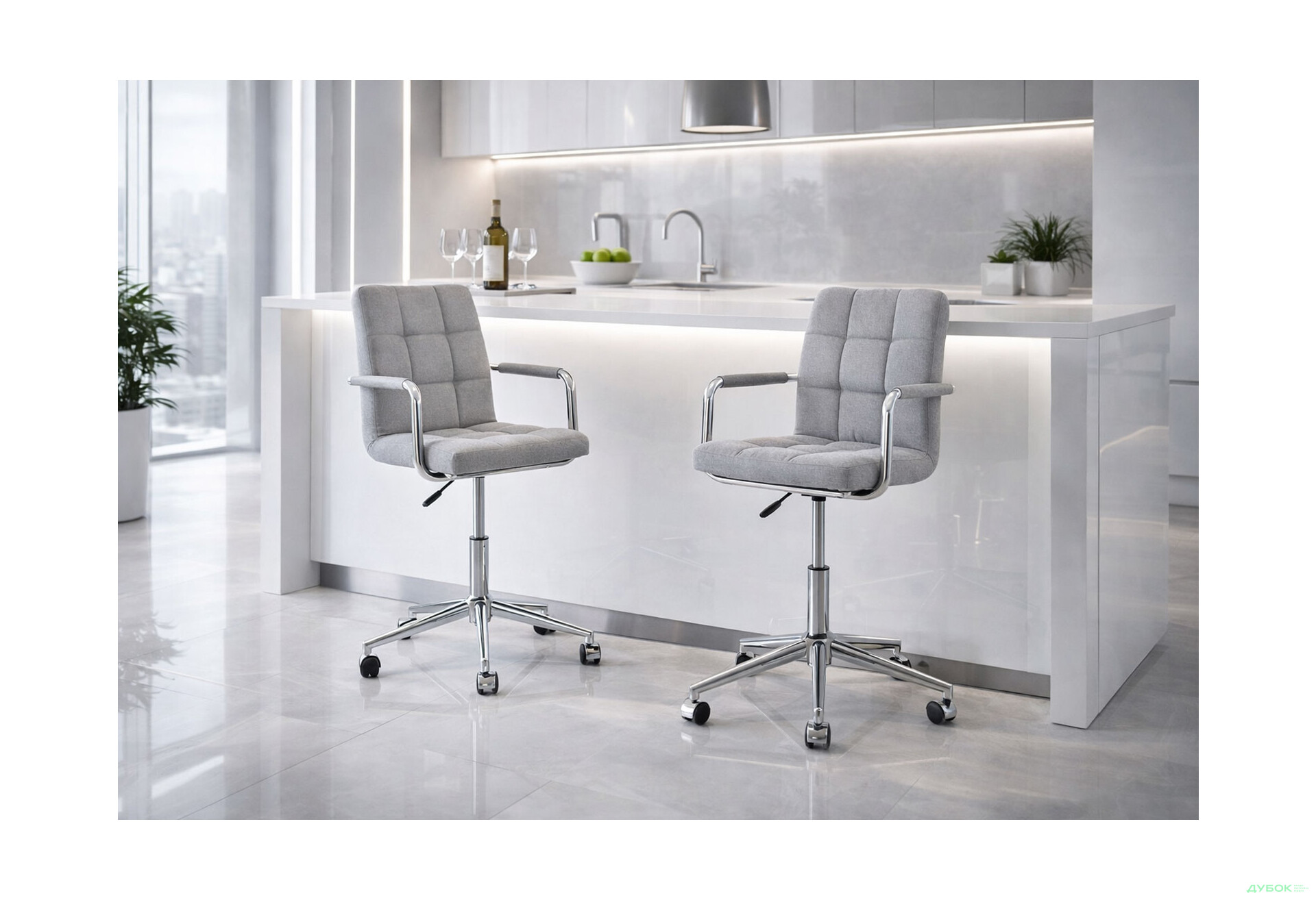 Зображення 2 - Крісло Q-022 поворотне, тканина сіра Kredens furniture