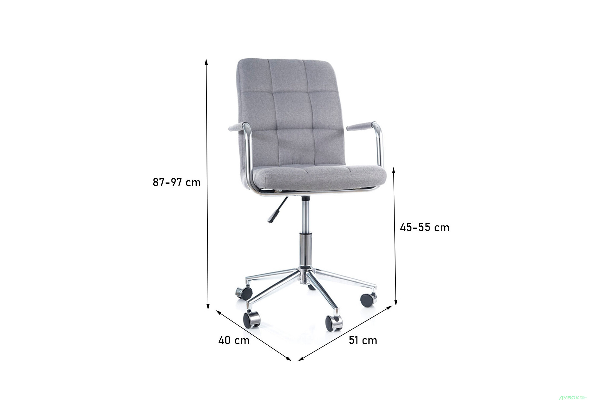 Зображення 12 - Крісло Q-022 поворотне, тканина сіра Kredens furniture