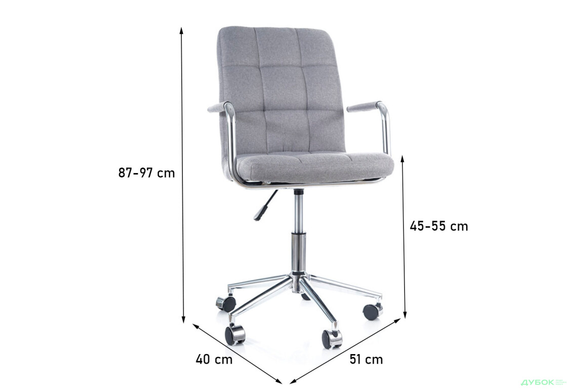 Зображення 12 - Крісло Q-022 поворотне, тканина сіра Kredens furniture