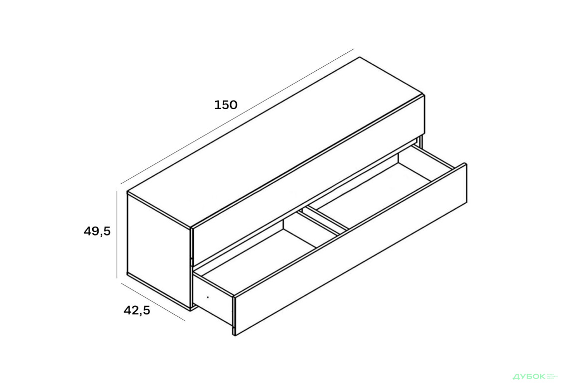 Зображення 3 - Тумба під ТБ Гербор Лондон RTV2S з 2 шухлядами, кашемір / антрацит 
