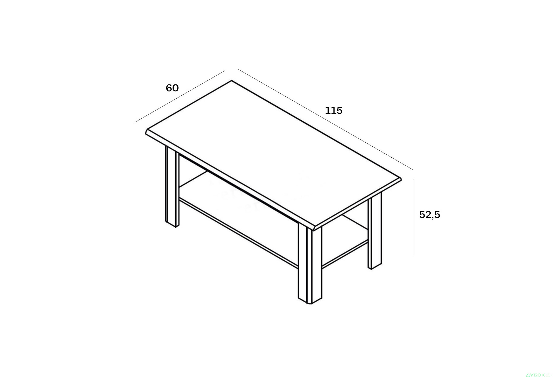 Зображення 3 - Стіл журнальний Гербор Лондон LAW/115 N 115 см, кашемір