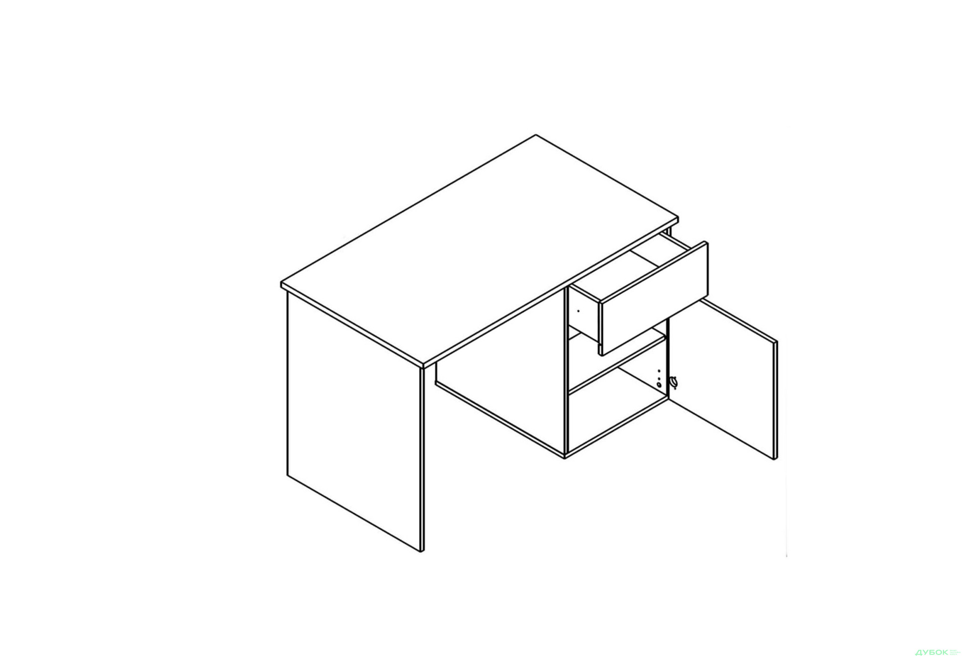 Изображение 3 - Стол письменный Gerbor холдинг Лондон BIU120 с ящиком и дверкой 120 см, кашемир / антрацит