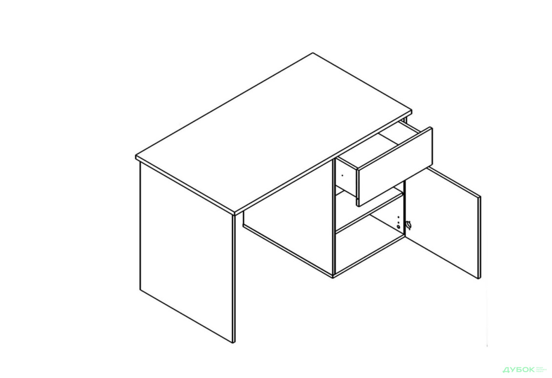 Изображение 3 - Стол письменный Gerbor холдинг Лондон BIU120 с ящиком и дверкой 120 см, кашемир / антрацит
