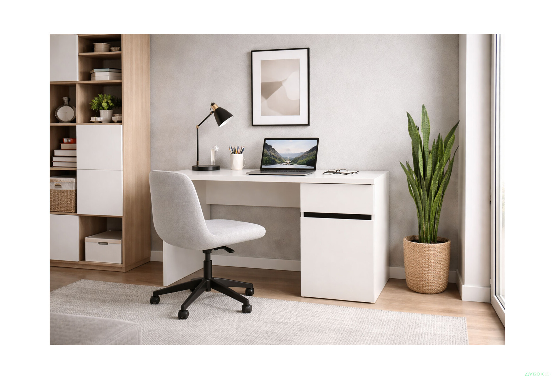 Изображение 2 - Стол письменный Gerbor холдинг Лондон BIU120 с ящиком и дверкой 120 см, кашемир / антрацит