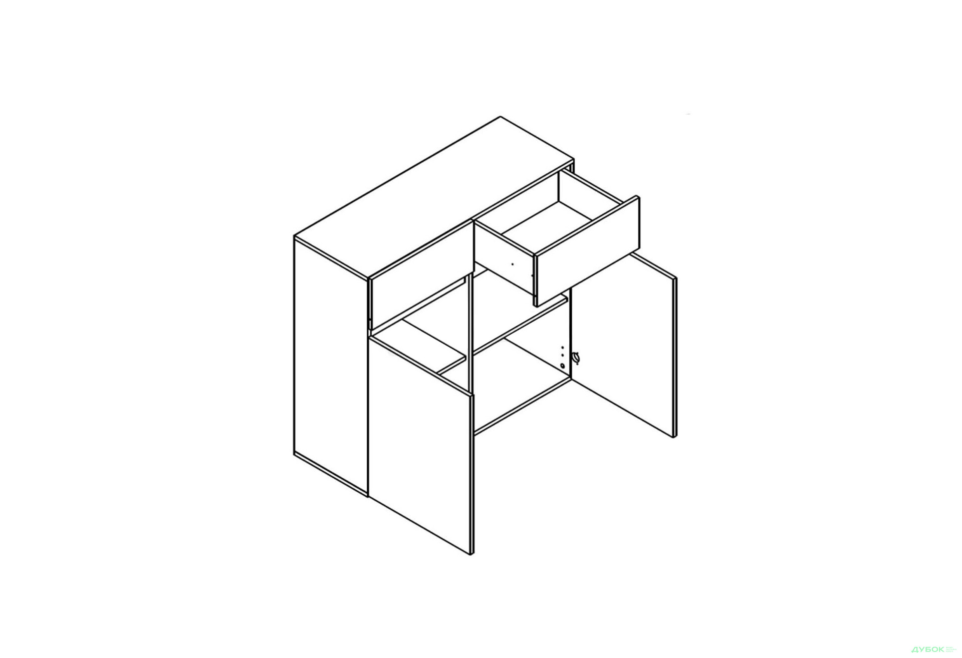 Зображення 3 - Комод Гербор Лондон KOM2D2S з 2 шухлядами і дверцятами 100 см, кашемір / антрацит