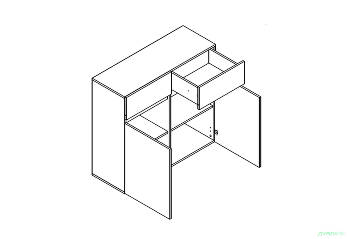 Зображення 3 - Комод Гербор Лондон KOM2D2S з 2 шухлядами і дверцятами 100 см, кашемір / антрацит