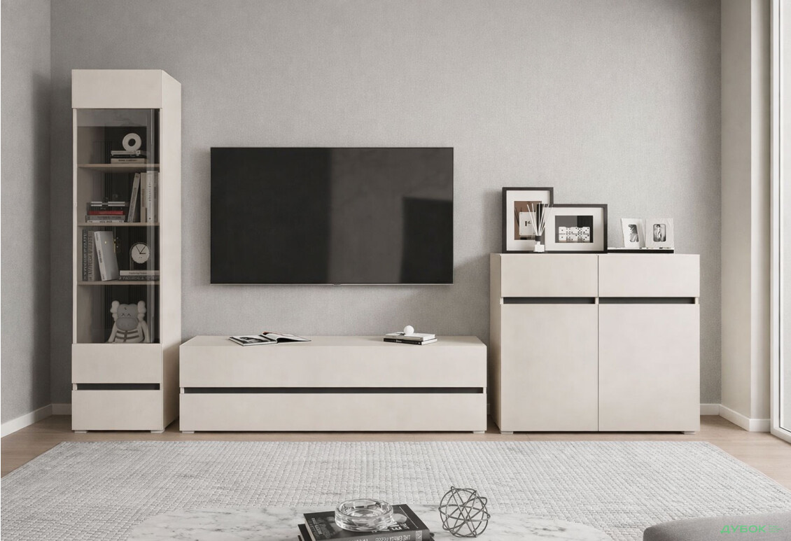 Зображення 2 - Комод Гербор Лондон KOM2D2S з 2 шухлядами і дверцятами 100 см, кашемір / антрацит