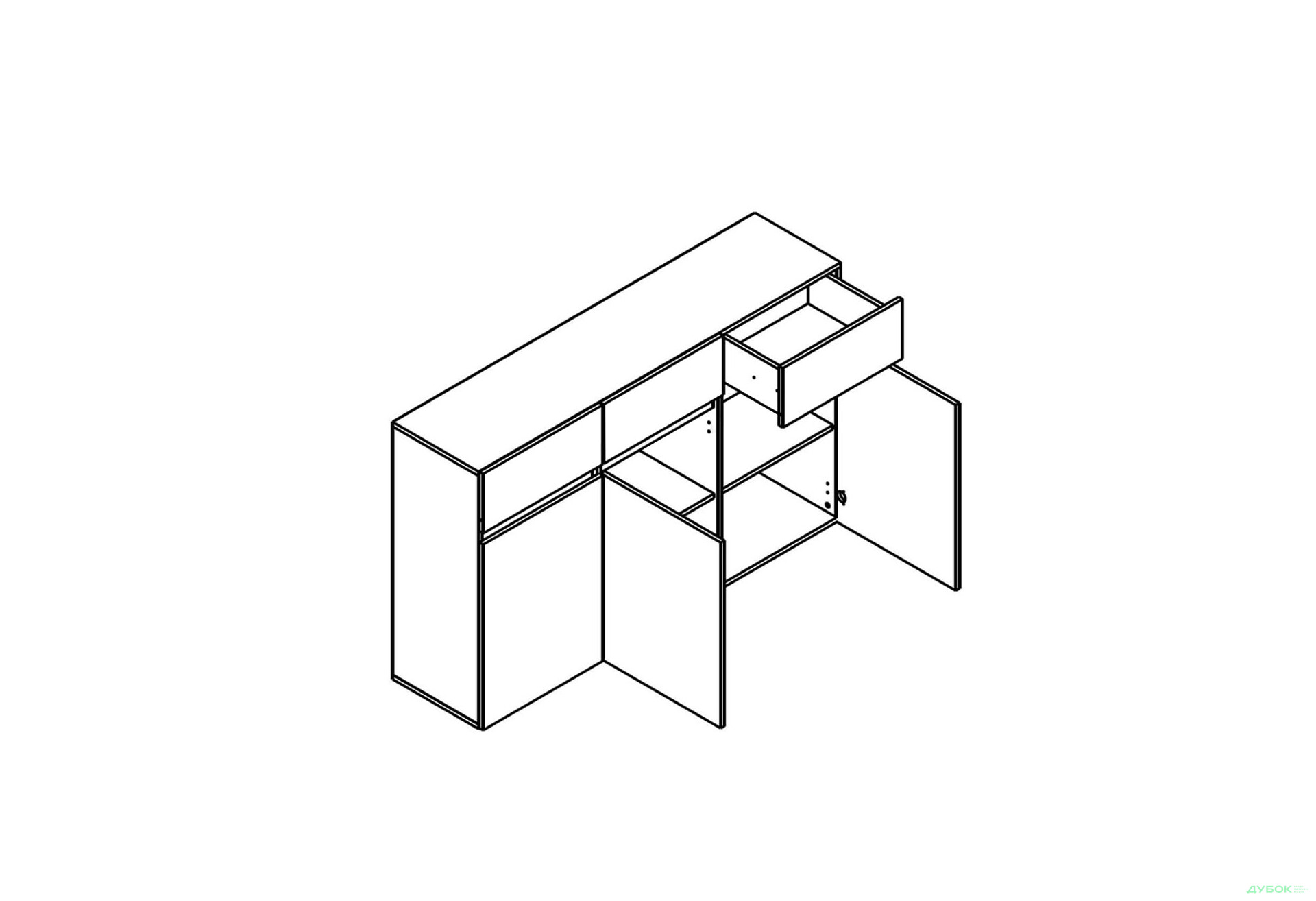 Зображення 4 - Комод Гербор Лондон KOM3D3S з 3 шухлядами і дверцятами 150 см, кашемір / антрацит